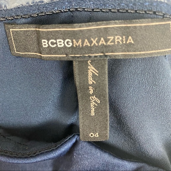 BCBGMaxAzria One Shoulder Cocktail Dress, Navy, Size 4 - Picture 3 of 4